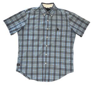 U.S. Polo Assn Short Sleeve Button Up Flannel Work Shirt Medium
